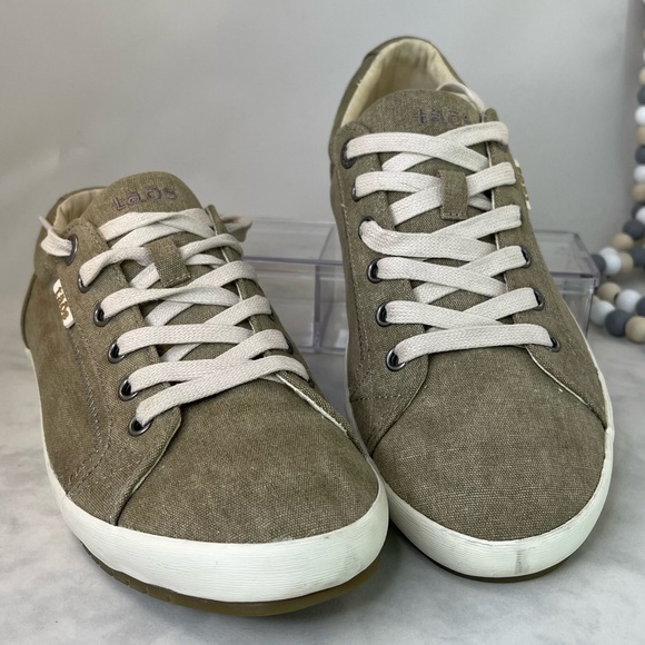 Taos Star STA-12844 Women’s sz 9.5 Khaki Wash Canvas Sneakers Lace Up Sh… - Picture 1 of 13
